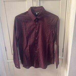 John Varvatos burgundy Button-Down casual dress Shirt size M